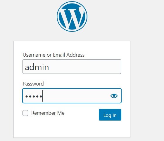 WordPress Localhost login page