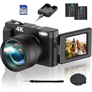 4K Digital Camera Camcorder with Wi-Fi and 180° Flip Screen